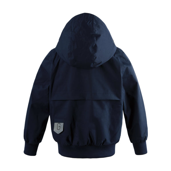 Gosoaky Blue Bird regenjas in donkerblauw voor jongens en meisjes - Verkrijgbaar bij Little Fashion Addict