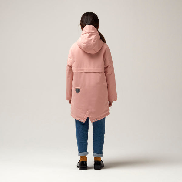 Gosoaky Desert Fox winterjas in Mellow Rose met zachte voering en reflecterende details | Ontdek Gosoaky bij Little Fashion Addict