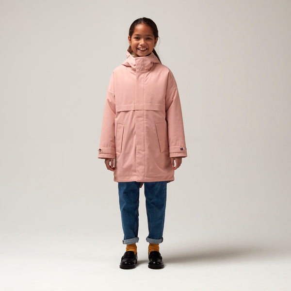 Gosoaky Desert Fox winterjas in Mellow Rose met zachte voering en reflecterende details | Ontdek Gosoaky bij Little Fashion Addict