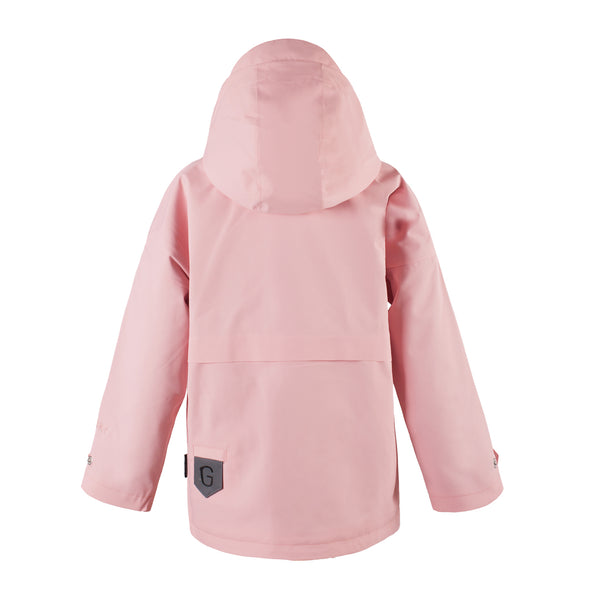 Gosoaky Roaring Cat meisjesregenjas in First Blush Pink, waterdicht en stijlvol. | Verkrijgbaar bij Little Fashion Addict