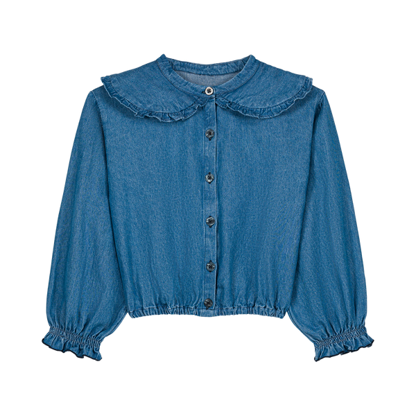 Clara blouse denim met Peter Pan kraag – We are Kids | Ontdek We Are Kids bij Little Fashion Addict