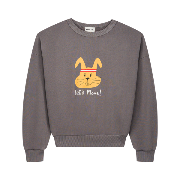 Jongenssweater Tony Rabbit in donkergrijs (volcano) met konijnenprint van We Are Kids | Ontdek We Are Kids bij Little Fashion Addict