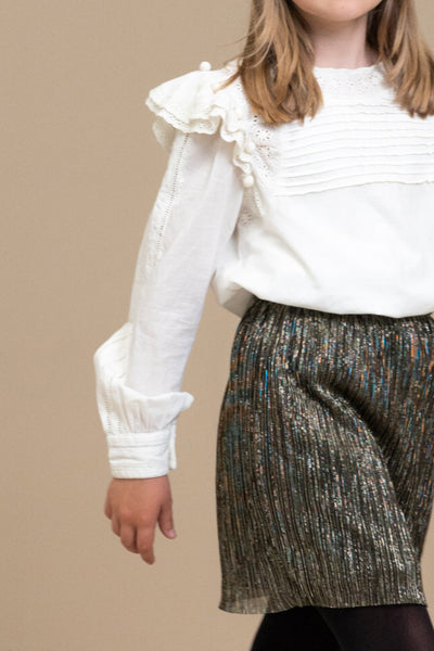 Kledingmerk: By-Bar - Girls fashion brand - Girls Demi Blouse - Kleur: Off White - Van 4 tot 12 jaar beschikbaar bij littlefashionaddict.com