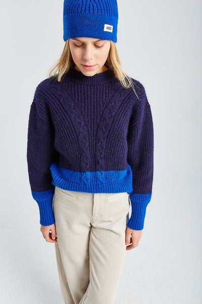 INDEE - Belgische modemerk - Kiss Knit-Sweater in Midnight Blue - verkrijgbaar bij littlefashionaddict.com