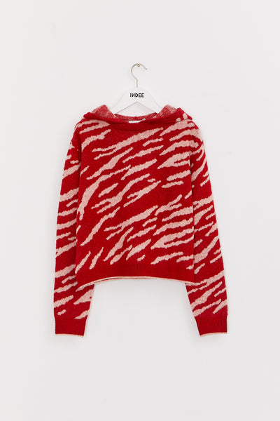 INDEE - Belgische modemerk - Koala Knit-Sweater - Kleur: Ruby Red (Robijnrood)- verkrijgbaar bij littlefashionaddict.com