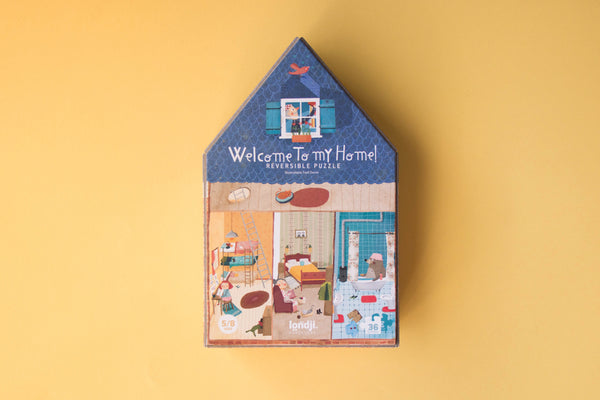 Londji Kinderpuzzel - Puzzel 36 stukken - Welcome to my home - Voor kids vanaf 3 jaar - Verkrijgbaar bij Littlefashionaddict.com