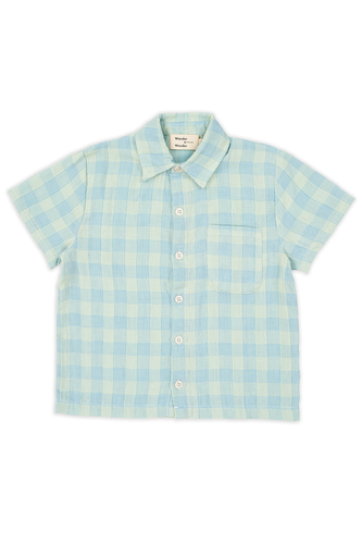Summer Printed Shirt Mediterranean Check van Wander & Wonder met een blauw-groen ruitpatroon. | Verkrijgbaar bij Little Fashion Addict