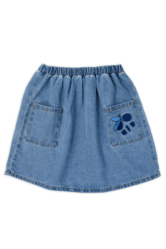 Denim Gathered Skirt Washed Denim van Wander & Wonder met een speelse pasvorm en achterzakken. | Verkrijgbaar bij Little Fashion Addict