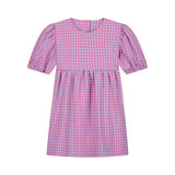 sassy checked dress lavender – zwierige jurk met klassieke ruit van Daily Brat | Verkrijgbaar bij Little Fashion Addict