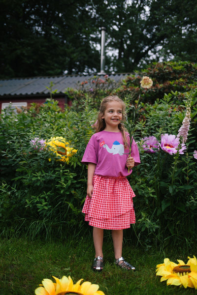 Daily Brat Peachy Skirt Sunny Red – stijlvolle en speelse rok | Verkrijgbaar bij Little Fashion Addict