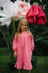Peachy Checked Dress Sunny Red – stijlvolle en luchtige jurk | Verkrijgbaar bij Little Fashion Addict