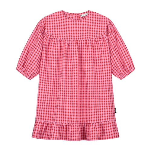 Peachy Checked Dress Sunny Red – stijlvolle en luchtige jurk | Verkrijgbaar bij Little Fashion Addict