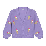 ice cream knitted vest lilac – zacht gebreid vest met speelse details | Verkrijgbaar bij Little Fashion Addict
