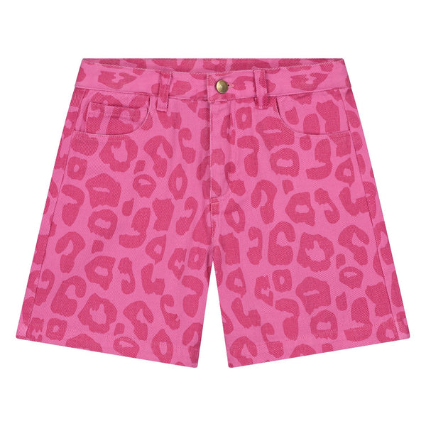 Meisjesshort met luipaardprint in felroze tint – Daily Brat | Verkrijgbaar bij Little Fashion Addict