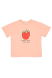 Persimmon T-shirt Sunset van Wander & Wonder in perzikkleur met een persimmon print. Unisex T-shirt voor jongens en meisjes. | Verkrijgbaar bij Little Fashion Addict