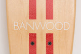 Banwood Skateboard - Natuurkleurig skateboard met donkerrode strepen voor kinderen vanaf 3 jaar - Verkrijgbaar bij Littlefashionaddict.com