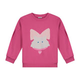 Daily Brat Kitty Cat Sweater in Rosy Rebel roze met kattenprint en strik – City Notes collectie | Ontdek Daily Brat bij Little Fashion Addict