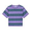 gestreepte badstof t-shirt van Daily Brat voor jongens | Daily Brat - Striped Towel T-shirt Teal - verkrijgbaar bij Little Fashion Addict