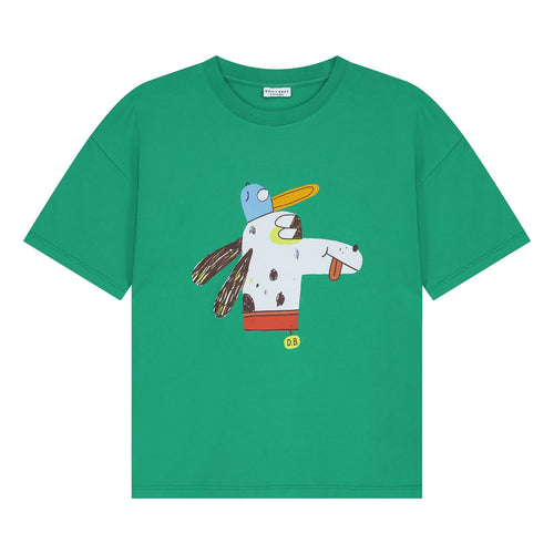 Groene T-shirt met speelse dierenprint Daily Brat jongens | Daily Brat Swanky T-shirt Summer Green - Verkrijgbaar bij Little Fashion Addict