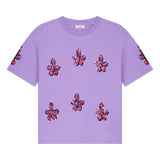 Daily Brat paarse T-shirt met bloemen en pailletten voor meisjes | Daily Brat Flower T-shirt Paisley Purple - Verkrijgbaar bij Little Fashion Addict
