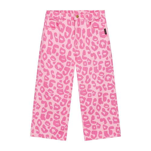 Roze meisjes jeans met leopard print van Daily Brat | Bubble Blush Leopard Jeans van Daily Brat - Verkrijgbaar bij Little Fashion Addict