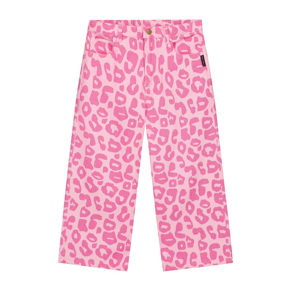 Roze meisjes jeans met leopard print van Daily Brat | Bubble Blush Leopard Jeans van Daily Brat - Verkrijgbaar bij Little Fashion Addict