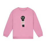 Meisjestrui met 'I Like Worm Hugs' print en geribbelde boorden van Daily Brat | I Like Worm Hugs Sweater Rose Radiance | Verkrijgbaar bij Little Fashion Addict