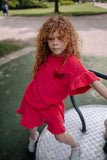 Daily Brat meisjes t-shirt in framboosroze met pailletten vlinder vooraan | Sally Butterfly Top Love Potion - Verkrijgbaar bij Little Fashion Addict