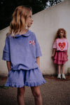 Daily Brat lila badstof short met ruffles voor meisjes | Daily Brat Suzy Shorts Paisley Purple - Verkrijgbaar bij Little Fashion Addict