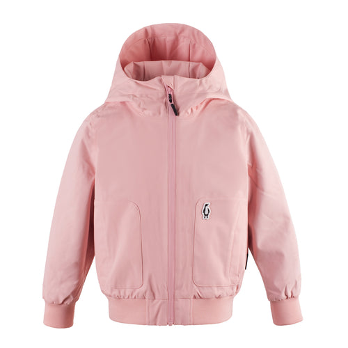 Waterdichte meisjesjas Blue Bird van Gosoaky in First Blush Pink met zachte voering. | Verkrijgbaar bij Little Fashion Addict