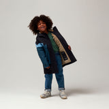 Gosoaky City Fox winterjas in Denim Multi met kleurblokken en imitatiebont | Ontdek Gosoaky bij Little Fashion Addict