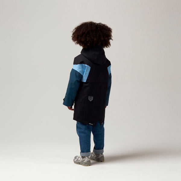 Gosoaky City Fox winterjas in Denim Multi met kleurblokken en imitatiebont | Ontdek Gosoaky bij Little Fashion Addict