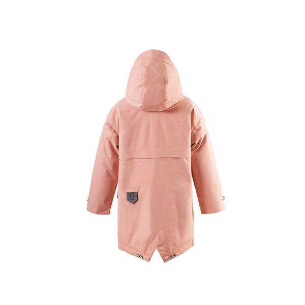 Gosoaky Desert Fox winterjas in Mellow Rose met zachte voering en reflecterende details | Ontdek Gosoaky bij Little Fashion Addict