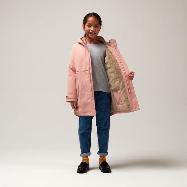 Gosoaky Desert Fox winterjas in Mellow Rose met zachte voering en reflecterende details | Ontdek Gosoaky bij Little Fashion Addict