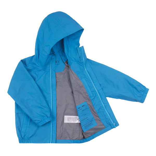 Korte blauwe regenjas voor jongens en meisjes van Gosoaky – model The Lion. | Verkrijgbaar bij Little Fashion Addict