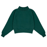 Meisjessweater met col in donkergroen van Jenest, gemaakt van zachte organic katoenfleece – ideaal voor frisse herfstdagen | Babs Sweater Dark Green | Ontdek Jenest bij Little Fashion Addict