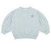 Meisjes sweater van Jenest in pastelblauw met ballonmouwen en sterdetail | verkrijgbaar bij Little Fashion Addict