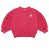 Framboosroze sweater voor meisjes van Jenest met ballonmouwen en sterdetail | verkrijgbaar bij Little Fashion Addict