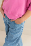 Balloon Denim Pants van Jenest in medium blauwe denim voor jongens en meisjes | Little Fashion Addict
