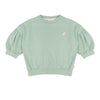 Ballon Sweater Sage Green van Jenest - Lichtgroene balloon meisjessweater | Ontdek Jenest bij Little Fashion Addict
