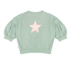 Ballon Sweater Sage Green van Jenest - Lichtgroene balloon meisjessweater | Ontdek Jenest bij Little Fashion Addict