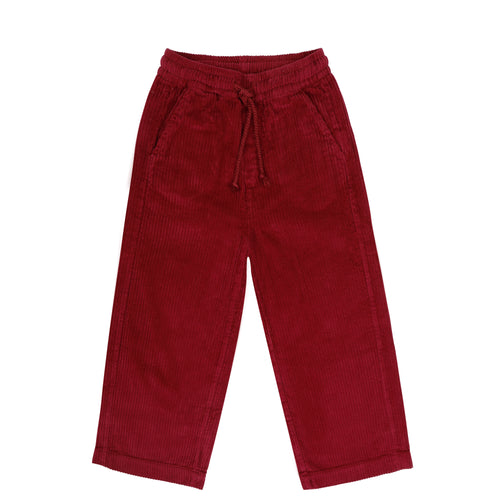 Cammie Pants van Jenest – Dieprode ribfluwelen meisjesbroek in zachte corduroy met comfortabele pasvorm | verkrijgbaar bij Little Fashion Addict