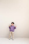 Stone beige Comfy Chino van Jenest voor jongens met elastische tailleband | Little Fashion Addict