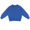 Jack Sweater Cobalt Blue van Jenest – kobaltblauwe jongenssweater met subtiele borduring vooraan en En Route print op de rug | Ontdek Jenest bij Little Fashion Addict