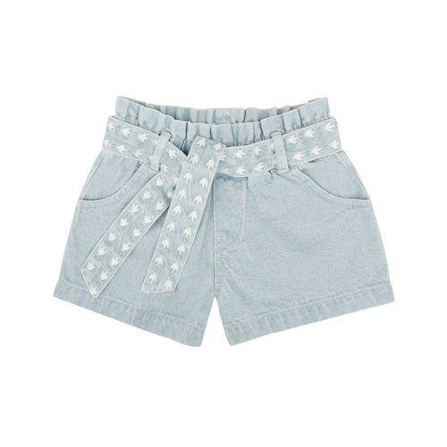 Jenest denim short voor meisjes met licht gewassen look en zwaluwprint | Julie Shorts Light Wash | verkrijgbaar bij Little Fashion Addict