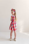 Kiki Dress van Jenest in fuchsia multicolor ruit | Little Fashion Addict