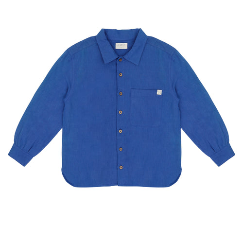Lef Shirt van Jenest in kobaltblauw | Jongenshemd van Jenest verkrijgbaar bij Little Fashion Addict
