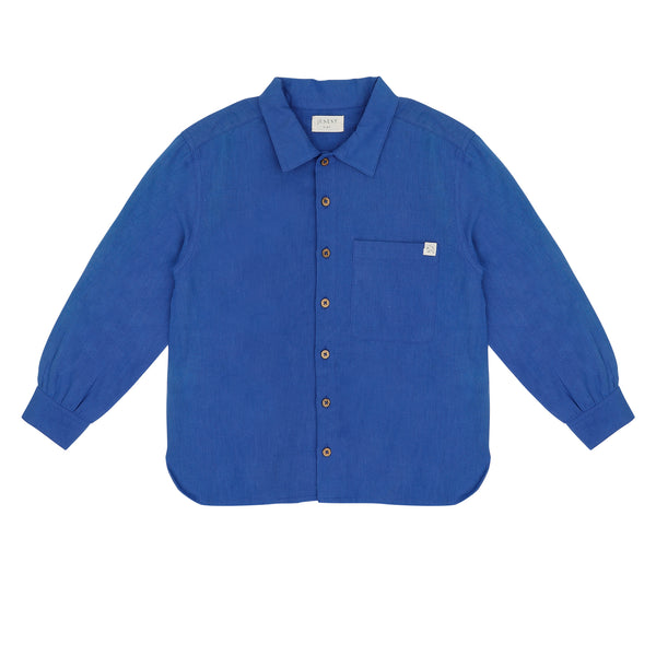 Lef Shirt van Jenest in kobaltblauw | Jongenshemd van Jenest verkrijgbaar bij Little Fashion Addict