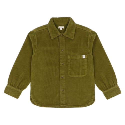 Jenest Lef Shirt | Hemd voor jongens in mosgroen corduroy met borstzak. | Verkrijgbaar bij Little Fashion Addict