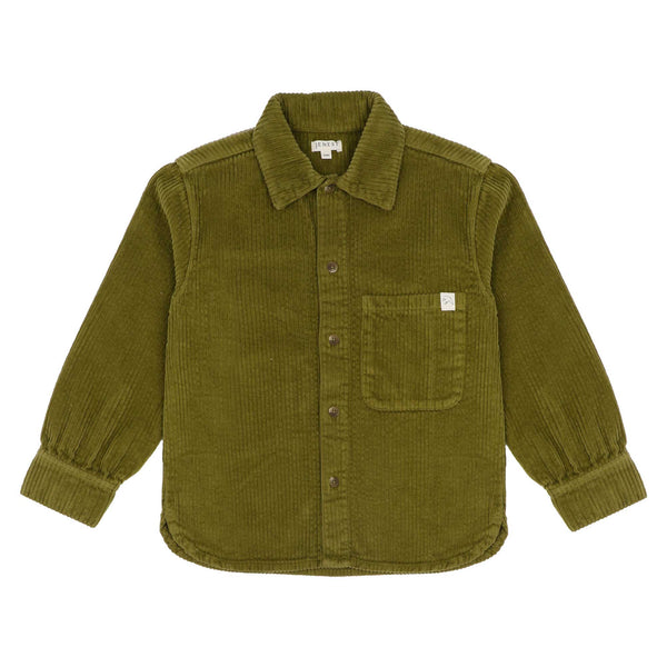 Jenest Lef Shirt | Hemd voor jongens in mosgroen corduroy met borstzak. | Verkrijgbaar bij Little Fashion Addict